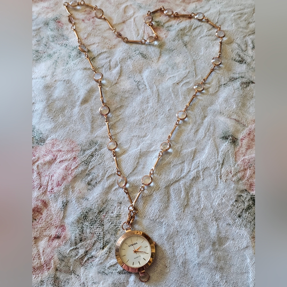Elegant Ladys,Rose Gold Tone  Necklace Watch